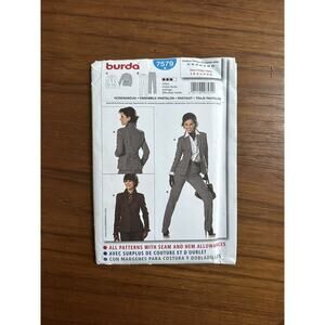 UNCUT Burda 7579 Business Pants Suit Jacket Classic Sz 8-20 Pattern Pantsuit
